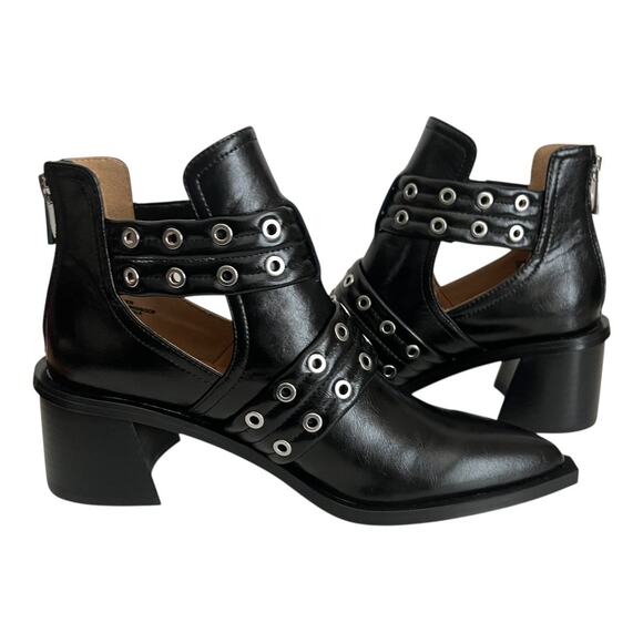 Steve Madden Grazia Black Leather Pointed Toe Moto Bootie Size 8.5 - Picture 6 of 11